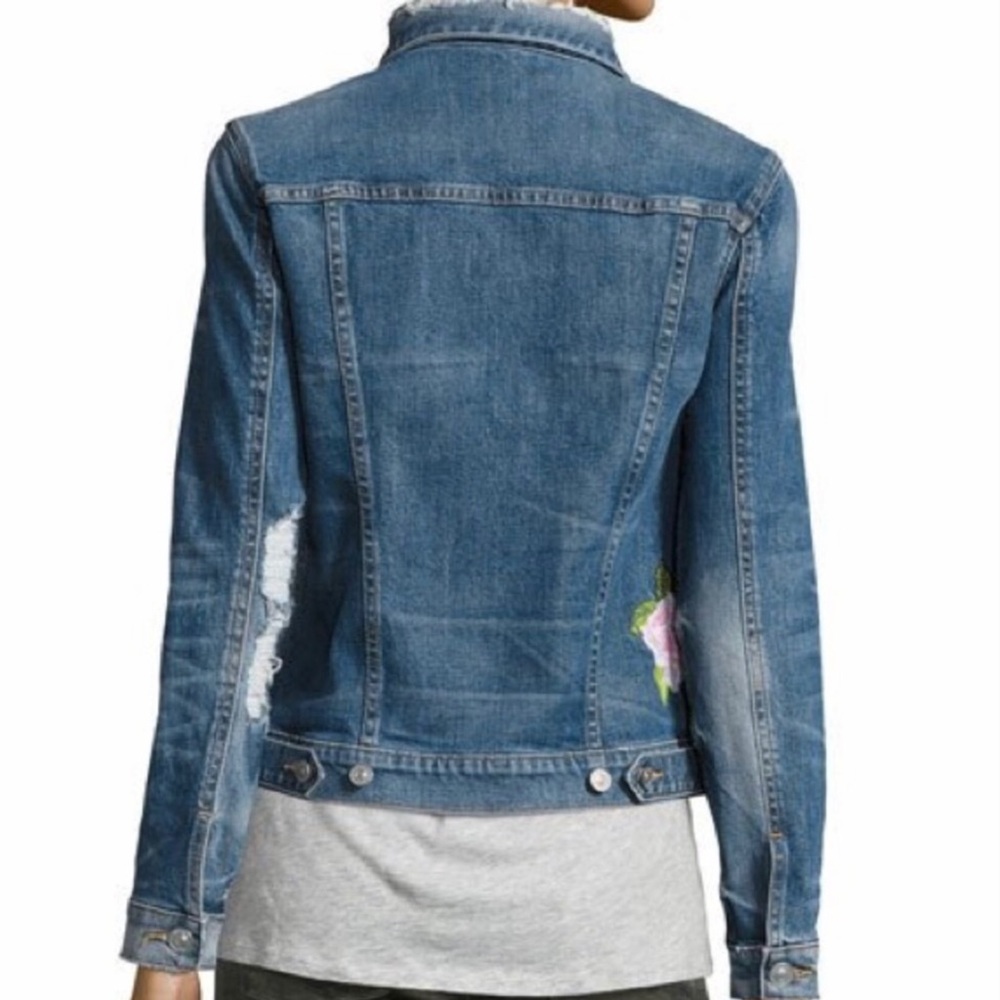 ⚡️FLASH SALE!✨ ✨NEW✨ Hudson 🌸 Floral Embroidered 🌺 Denim Jacket in size XS! - Picture 7 of 8